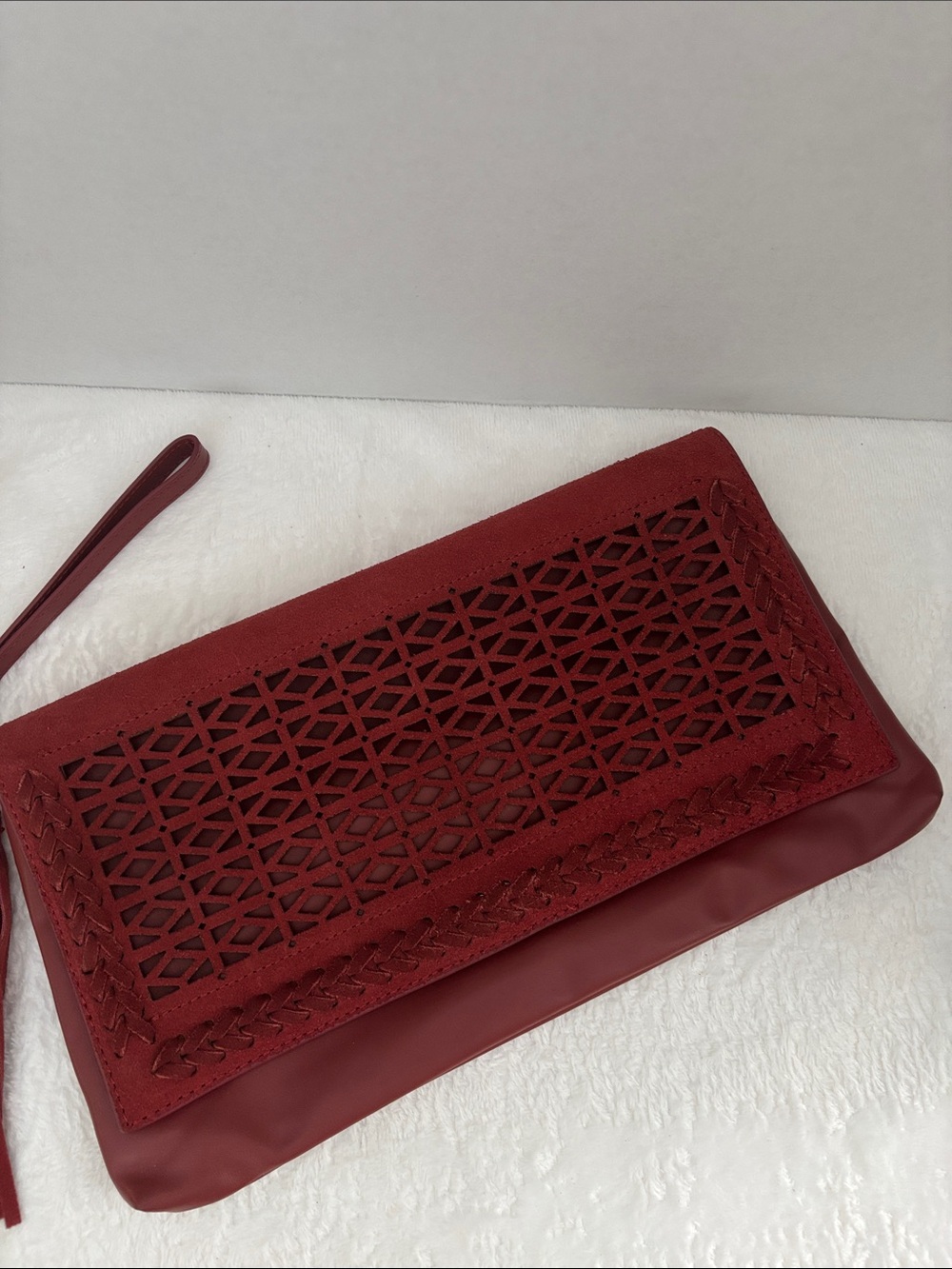 White House Black Market Red Woven Clutch Wristlet